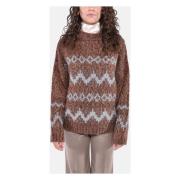 Noorse Jacquard Mohair Trui Max Mara Weekend , Brown , Dames