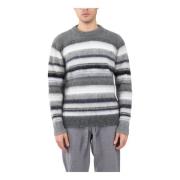 Super Kid Mohair Ribbed Sweater Roberto Collina , Gray , Heren