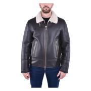 Shearling Regular Zip Jacket met overhemdkraag Dondup , Brown , Heren