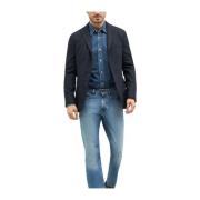 Garment Dyed Prince of Wales Wool K-Jacket Boglioli , Blue , Heren