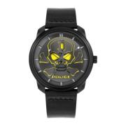 Roestvrijstalen zwart leren band horloge Police , Black , Heren