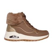 Sportieve winterlaars met glanzende afwerking Skechers , Brown , Dames