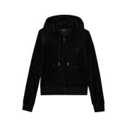 Fluwelen Hoodie met Slim Fit Juicy Couture , Black , Dames