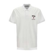 Witte Katoenen Poloshirt Hartdetail Moschino , White , Heren