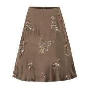 Bloemen Pailletten Maxi Rok Luisa Cerano , Brown , Dames