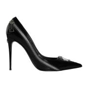 Zwarte Leren Rits Hakken Pumps Dolce & Gabbana , Black , Dames