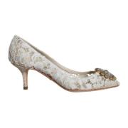 Witte Kant Kristal Hak Pumps Dolce & Gabbana , White , Dames