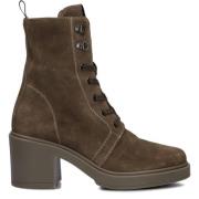 Taupe Leren Enkellaarsjes DL Sport , Brown , Dames