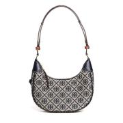 Blauwe Crescent Leren Handtas Tory Burch , Blue , Dames