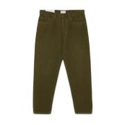 Groene Corduroy Jeans met Zakken Amish , Green , Heren