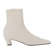 Witte Leren Enkellaars met Brede Hak Khaite , White , Dames