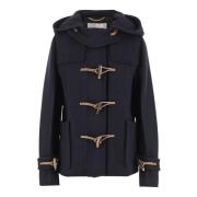 Navy Wol Hooded Jas met Frogs Victoria Beckham , Blue , Dames