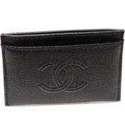 Pre-owned Leather wallets Chanel Vintage , Black , Dames