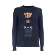 Polo Bear Pullover Katoen Linnen Trui Polo Ralph Lauren , Blue , Dames