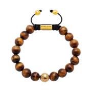 Men's Beaded Bracelet with Gold and Brown Tiger Eye Nialaya , Yellow ,...