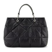 Zwarte Nylon Winkel Tas met Patch Emporio Armani , Black , Dames