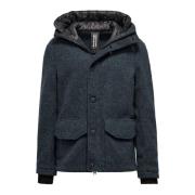 Wollen Hooded Parka Jas BomBoogie , Blue , Heren