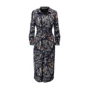 Maxi jurk met dierenprint en trekkoord K-Design , Multicolor , Dames