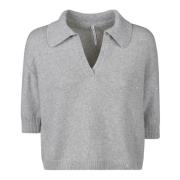 Zachte en Lichtgewicht V-Hals Polo Shirt Liviana Conti , Gray , Dames