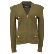 Pre-owned Wool outerwear Balmain Pre-owned , Green , Dames