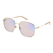 Goud/Blauw&Beyond Pink Lens Zonnebril Gucci , Yellow , Dames