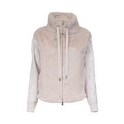 Ecofur Hoge Hals Jas Wol Zijde Kasjmier Le Tricot Perugia , Beige , Da...