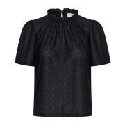 Vrouwelijke Zwarte Ruche Blouse Saint Tropez , Black , Dames