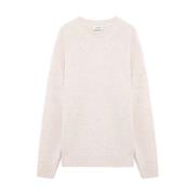 Witte Katoenen Crew Neck Sweater Amish , White , Heren