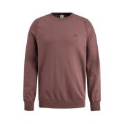 Katoen Stretch Crewneck Sweater Cast Iron , Brown , Heren