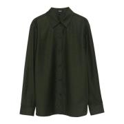 Groene Overhemd Italiaanse Wollen Flanel Theory , Green , Dames