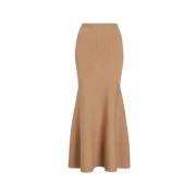 Wol en Kasjmier Peplum Rok Patou , Brown , Dames