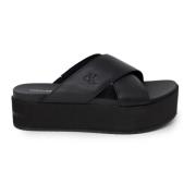 Zwarte Cross Strap Platform Sandaal Calvin Klein , Black , Dames