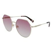 Gouden en Roze Metalen Zonnebril Longchamp , Gray , Dames