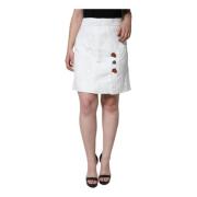 Witte Bloemen Brokaat High-Waist Mini Rok Dolce & Gabbana , White , Da...