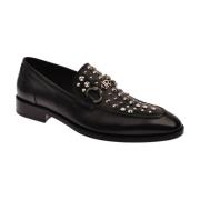 Leren instappers met studs John Richmond , Black , Heren