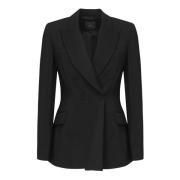 Zwarte double-breasted blazer met pieklapels Pinko , Black , Dames