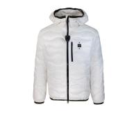 Witte Nylon Pufferjas met capuchon Blauer , White , Heren