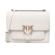 Gewatteerde leren tas met kettingriem Pinko , White , Dames