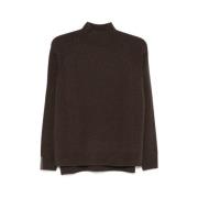 Bruine Wollen Mix Mock-Neck Sweater Peserico , Brown , Dames