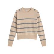 Gestreepte Wol Kasjmier Trui Peserico , Beige , Dames