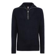 Merino wollen half-zip trui Boggi Milano , Blue , Heren