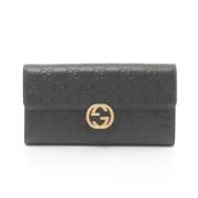 Pre-owned Leather wallets Gucci Vintage , Black , Dames