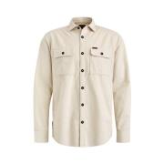 Fijne Wafel Corduroy Overhemd Lange Mouw PME Legend , Beige , Heren