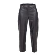 Zwarte leren taps toelopende broek Liviana Conti , Black , Dames