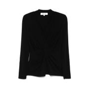 Zwarte V-hals Jersey Top met Details Diane Von Furstenberg , Black , D...