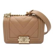 Pre-owned Leather handbags Chanel Vintage , Beige , Dames