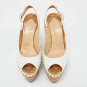 Pre-owned Leather sandals Christian Louboutin Pre-owned , White , Dame...