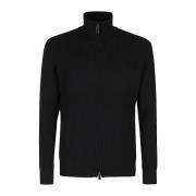 Merino Wol Geruite Rits Trui Paolo Pecora , Black , Heren