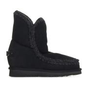 Zwarte Slip-on Laarzen met Zilveren Logo Mou , Black , Dames