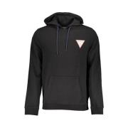 Zwarte Katoenen Hoodie voor Mannen Guess , Black , Heren